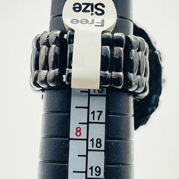 Dark Faceted Rhinestone Dome Ring Gunmetal Stretch Glam Bling Sparkle Holiday - Picture 4 of 8